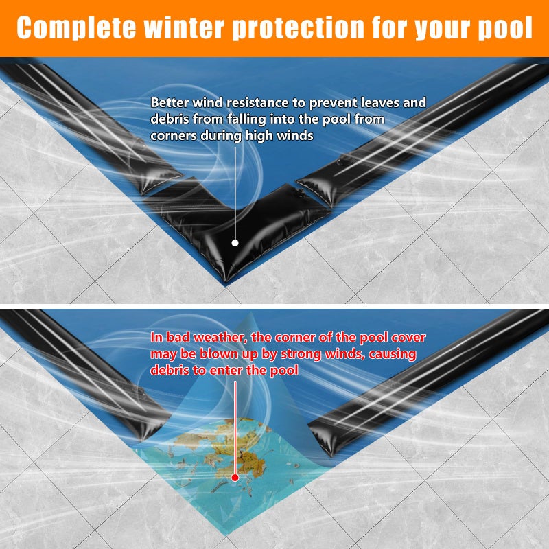 Phoncoo 10 Pack 0.6mm Thicker Pool Cover Water Bags with Pool Cover Weights Corner  8 Ft PVC Pool Water Tubes with Screw Caps for Winterizing for Inground Swimming Pool Winter Cover - Image 4